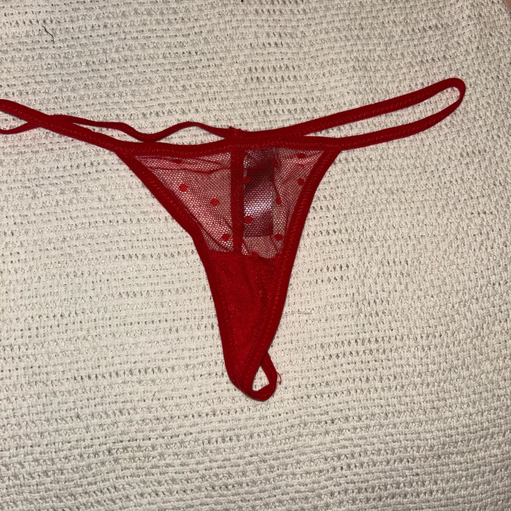 Sexy Red Sheer Lace Thong